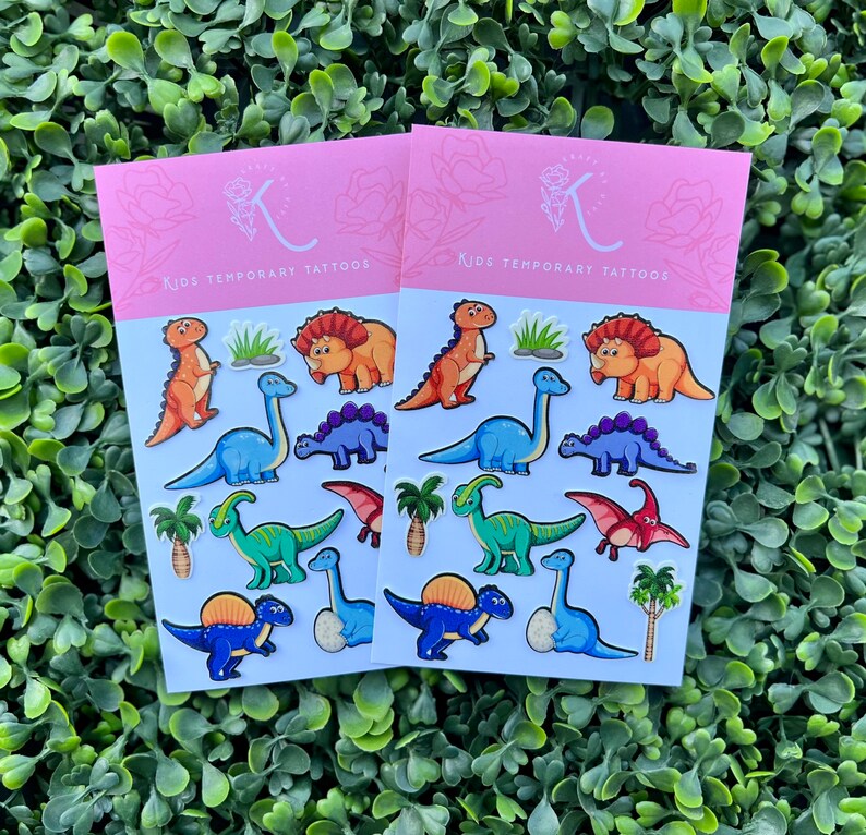 Dinosaur Temporary Tattoos Kids Temporary Tattoos Dinosaur Etsy