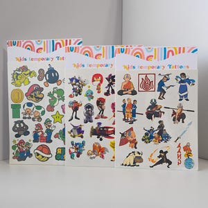 Tatuaggi temporanei SONIC, Tatuaggi Avatar, Tatuaggi auto Mario