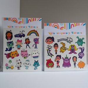 Abby , Gabby’s  temporary tattoos for kids, Different types of temporary tattoos stickers.
