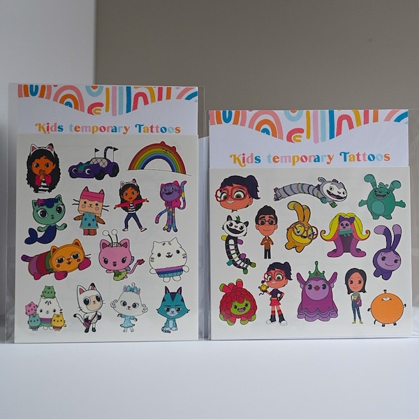 Abby , Gabby’s  temporary tattoos for kids, Different types of temporary tattoos stickers.