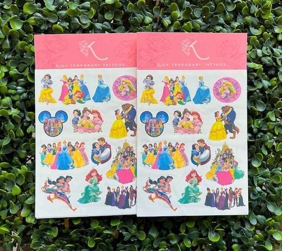 Princess Temporary Tattoos Disney Tattoos Ariel Jasmine Etsy