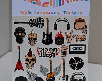 Rock and Roll, Rock tattoos, Punk tattoos, temporary tattoos