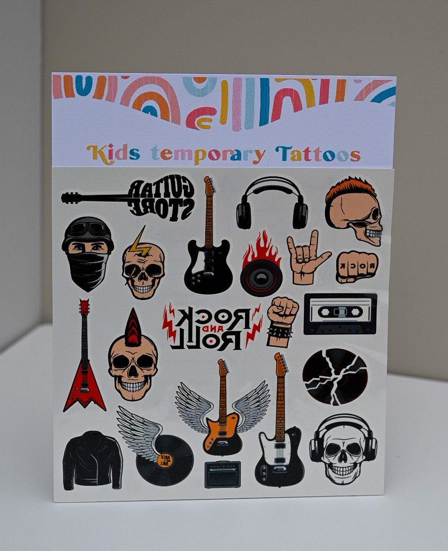 Maniche Tatuaggio Finte Per Bambini - Set Da 3 - Temi Rockstar, Vichingo, Pirata - Elastico E Comodo - Per Halloween E Cosplay