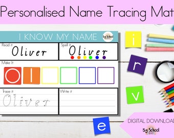 Personalized Name Tracing Mat-Rainbow: Homeschool Learning Activity (PDF)