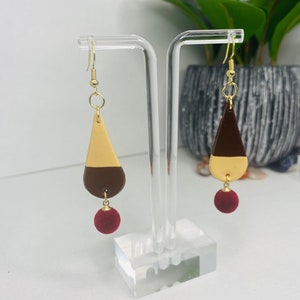 Ice Cream Cone Earrings/ Cherry Red / Polymer Clay Earrings/ Handmade/ Dangle and Drop/ Jewelry / vanilla/ chocolate