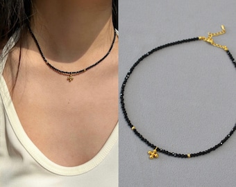 Mini Beads Necklace, Mini Beads Choker，Shiny Obsidian Choker, Dainty Bead Choker, Minimalist Bead Necklace, Gift for Her, Layered necklace
