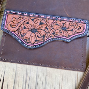 Leder Mini Geldbörse mit Fransen und Kreuz Körper Riemen