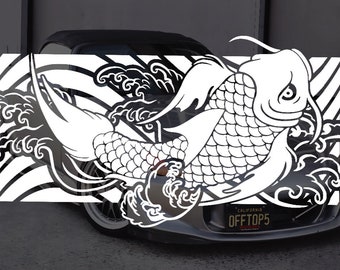 Japanese Koi Fish Decal Bumper Sticker Wave