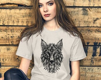 Tribal Fox Shirt, Fox T-Shirt for Her, Gift for Fox Lover, Fox Gift for Him, Animal Lover Shirt for Women, Tribal Fox Gift, Fox Lover Gift