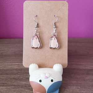 Capybara inspired earrings - Capybara with an apple  -  Stainless Steel Dangle earrings - Novelty Jewellery.