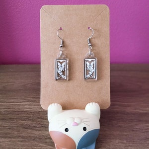 Boucles d'oreilles transparentes en forme de carte de tarot - acier inoxydable - inspiré de Card Captor Sakura - bijoux fantaisie anime