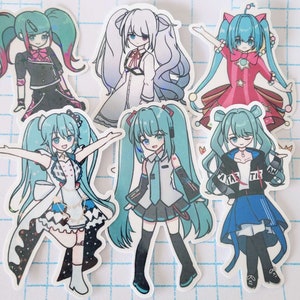 Projeto Sekai Palco Colorido - Conjunto de Adesivos Hatsune Miku - Pacote de Adesivos - Vinil, Laminado, Brilhante