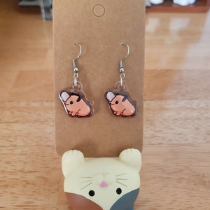 Pochita inspired earrings - Stainless Steel Dangle earrings - Novelty, Game, Food, Cute, Pixel Jewellery.