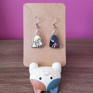 Angel or devil whispering in your ear - Asymmetrical design, original design - Stainless Steel Dangle earrings - Novelty, Game Jewellery.