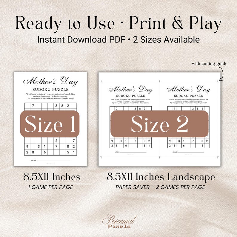 Mothers Day Sudoku Puzzles, Printable Sudoku Game, Minimalist Mothers ...