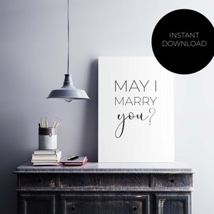 MAY I MARRY YOU Druck, Wandkunst & Postkarte, Verlobung, Heirat, digitale Posterdatei zum Ausdrucken zu Hause