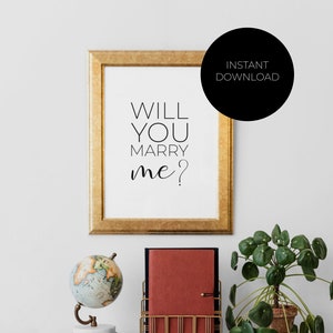 will you marry me, Wall Art & Postkarte, Verlobung, Heirat, digitale Posterdatei zum Ausdrucken zu Hause