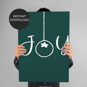 JOY Print, digital file to print at home, last minute Christmas gift & decoration