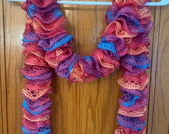 Knitted Ruffle Scarf “Fruit Punch”