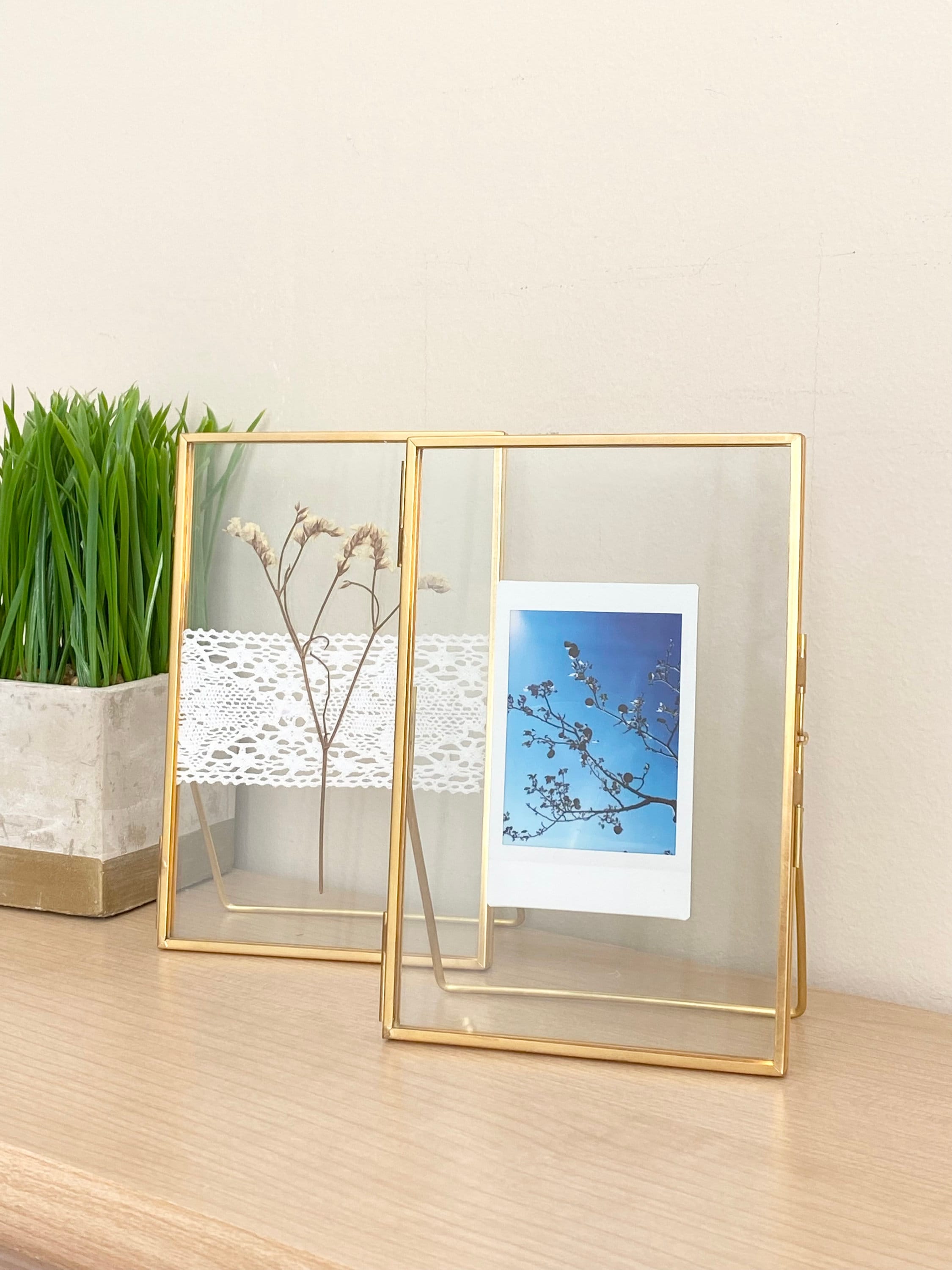 Beedecor Double Glass Frame for Pressed Flowers, Leaf and Artwork - Set of  2 Hanging Picture Frames, Tempered Glass Floating Pressed Flower Frames