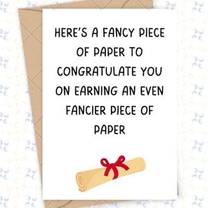 Tarjeta de graduación de papel elegante para él, tarjeta para ella, tarjeta divertida, tarjeta humorística, recién graduado de la universidad, graduado de la preparatoria. Imprimible.