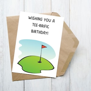 Tarjeta de cumpleaños de golf, tarjeta de feliz cumpleaños, tarjeta de cumpleaños para amante del golf, tarjeta de cumpleaños de golf divertida, golfista, imprimible, descarga instantánea
