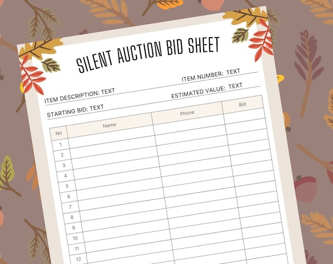 Printable Silent Auction Bid Sheet - Il 680x540.5333481900 Exuj