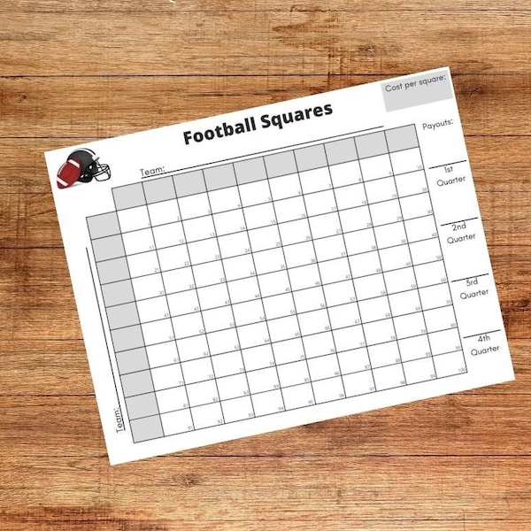 Free Football Squares Printable Etsy