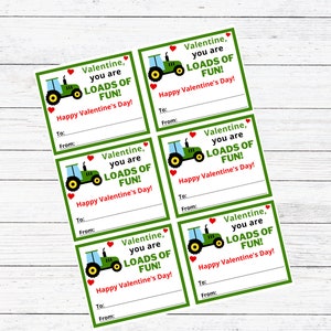 Tractor Valentines Cards, Printable Valentine Cards, Valentine, Farm Tractor- Loads of Fun Valentine Exchange, Gift Tags, School Exchange