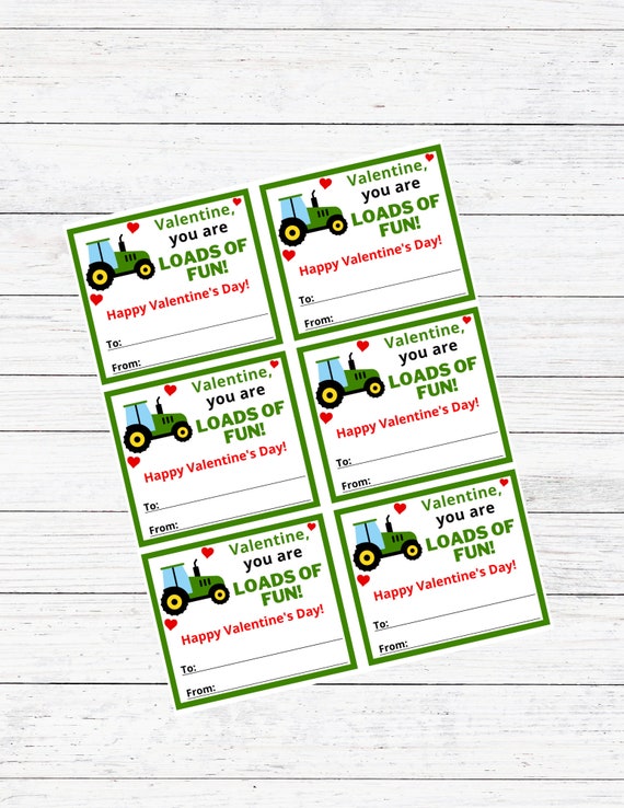 Tractor Valentines Cards Printable Valentine Cards | Etsy
