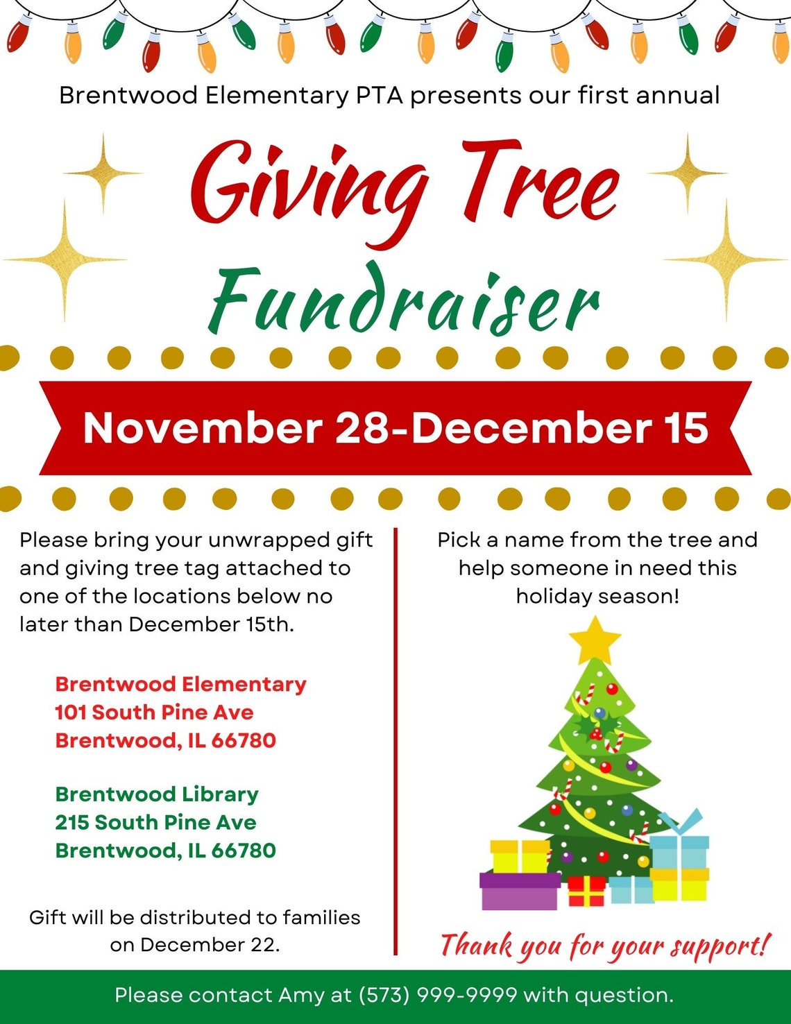 Giving Tree Fundraiser Flyer, Angel Tree Flyer, Holiday Fundraiser