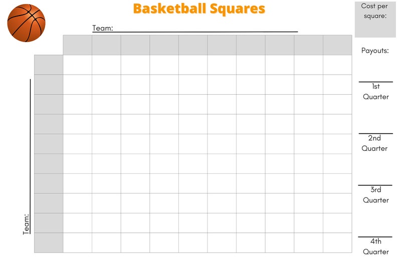 March Madness Printable Basketball Squares Poster Size NCAA Etsy