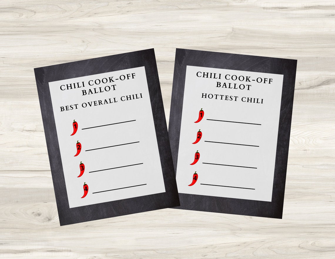Chili Cookoff Voting Ballot Printable Instant Digital Download, Chili