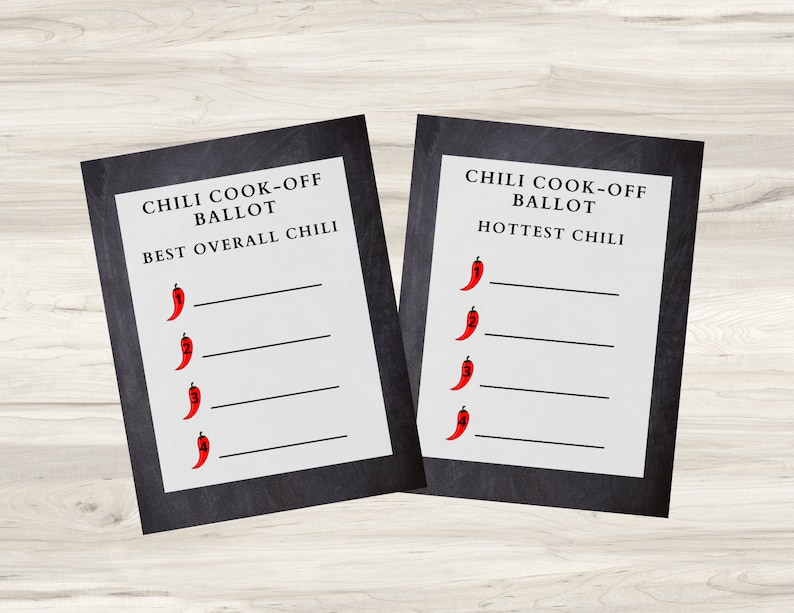 Chili Cookoff Voting Ballot Printable Instant Digital Download, Chili