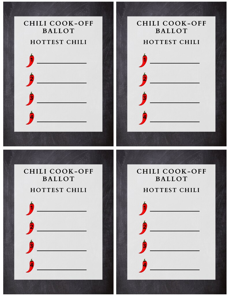 Chili Cook off Voting Ballot Printable Instant Instant Download Etsy