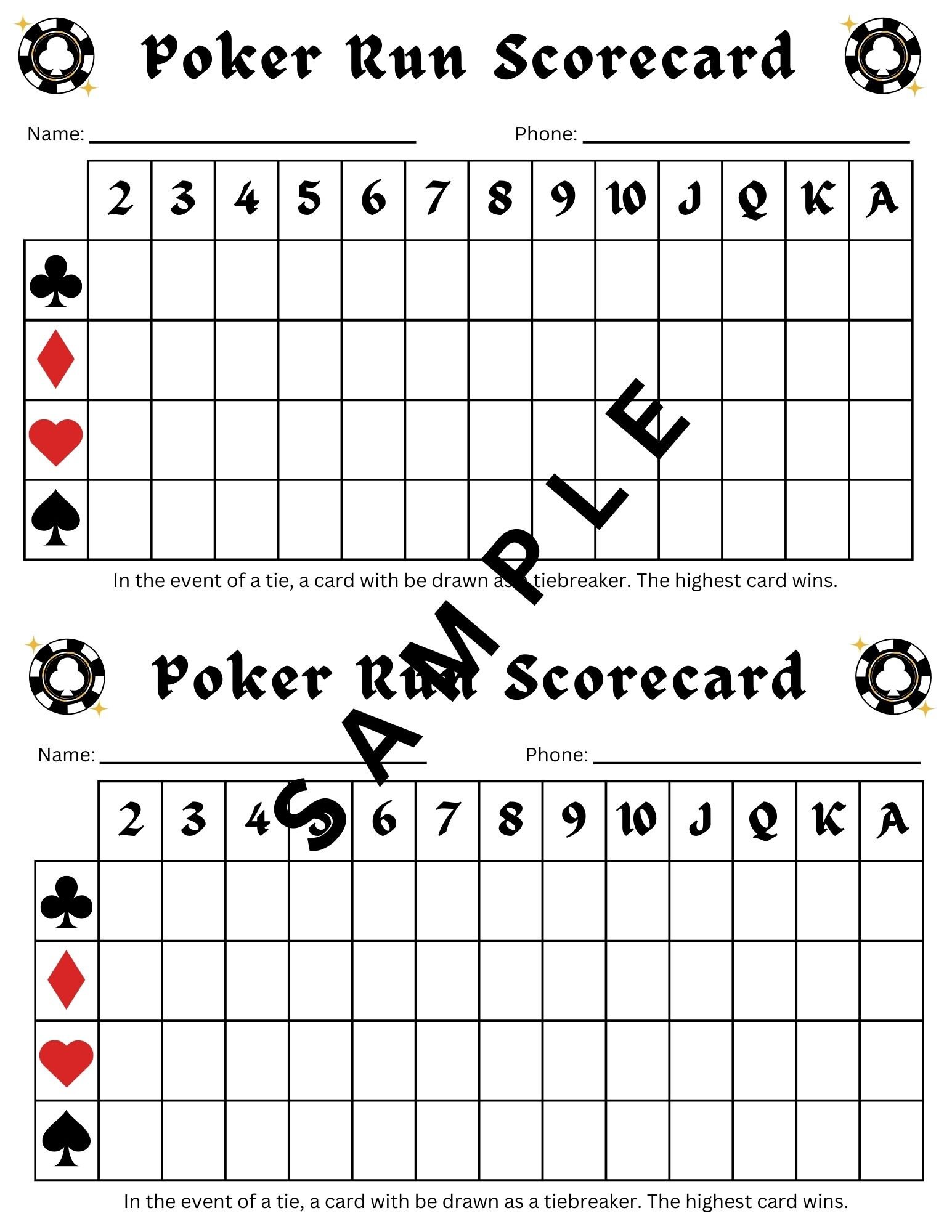 Poker Run Printable Scorecard Poker Run Score Card Poker Run Score Poker Run Printable Scorecard Poker Run Score Card Poker Run Score