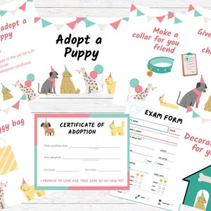 Actividades para fiestas de adopción de cachorros / Paquete de fiestas de adopción de perros / Adopción de cachorros / Paw-ty / Archivos digitales imprimibles / Descarga instantánea