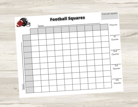 Football Squares Game Printable Football Grids Football - Etsy