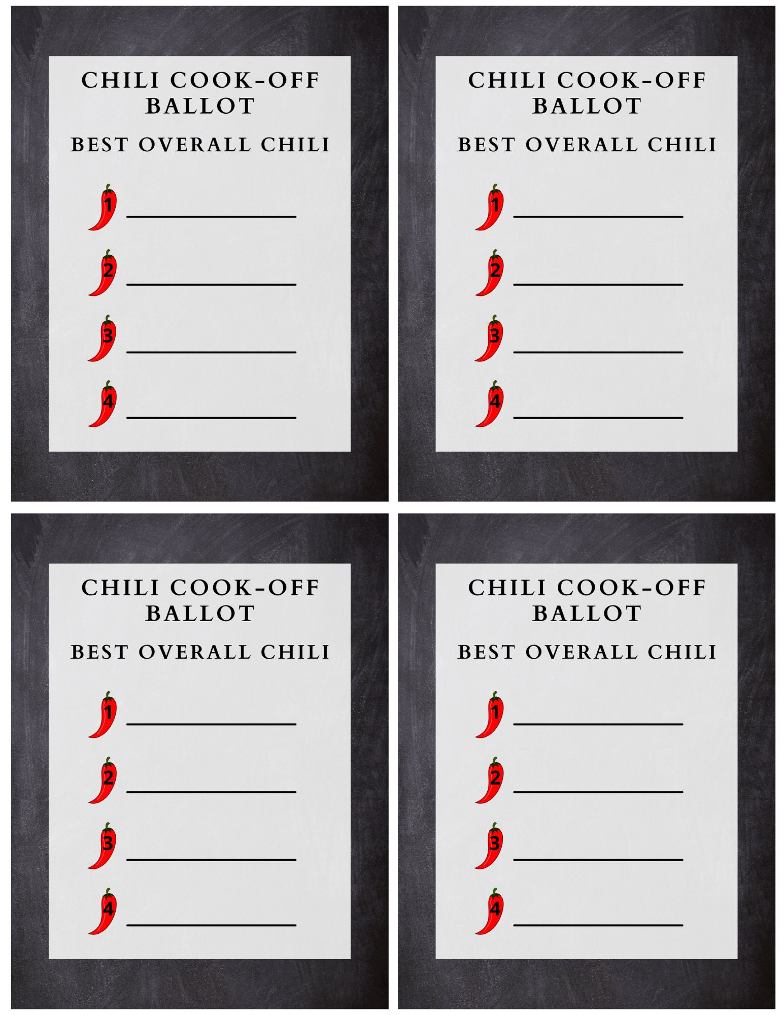 Chili Cook off Voting Ballot Printable Instant Digital Etsy Chili Cook off Voting Ballot Printable Instant Digital Etsy