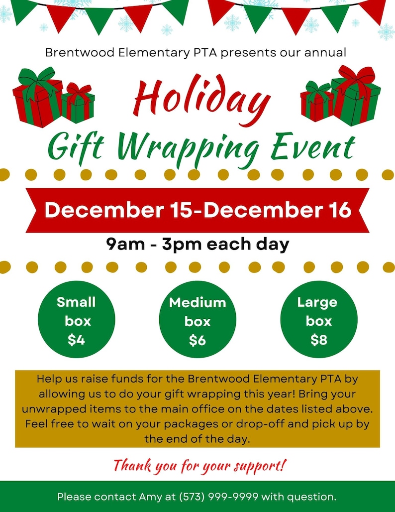 Gift Wrapping Fundraiser Event Flyer Holiday Gift (Instant Download) Etsy