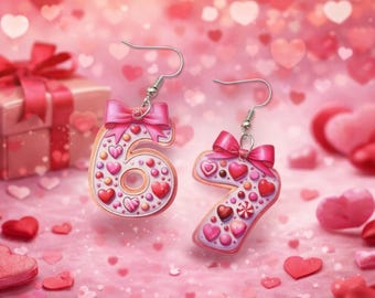 Valentine 67 Dangle Earrings | Trendy Acrylic Number, Stainless Steel