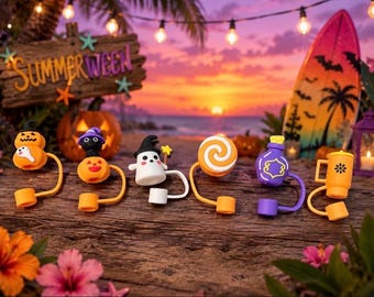 SUMMERWEEN STRAW TOPPERS / Spooky Straw Toppers / Halloween Straw Toppers