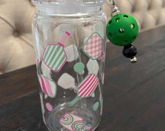 PICKLEBALL CUP w/optional Pickleball dangling straw charm