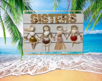 SEASHELL SISTERS / FRIENDS / besties / friends coastal decor / picture