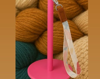 Yarn Holder with Rotatable Stand with Floral Wristband Strap for Knitting & Crocheting