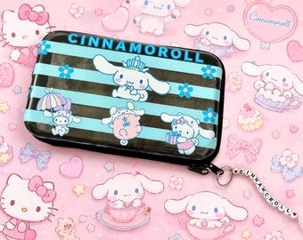 Pastel Blue Kawaii Travel Cosmetic Bag with Handmade Beaded Name Zipper Charm | Cute Makeup Organizer | Toiletry & Accessory Pouch