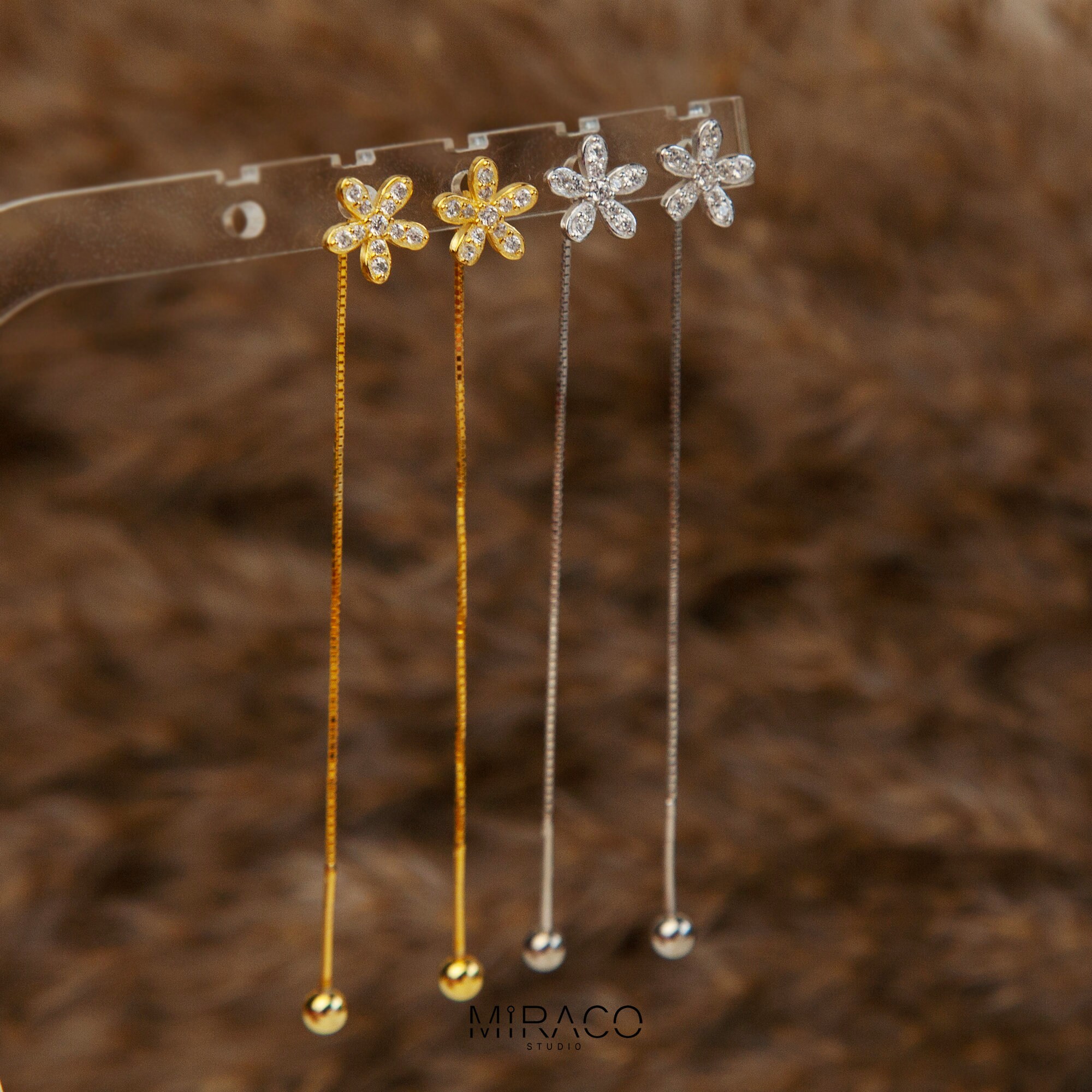 Gold needle and thread best sale earrings
