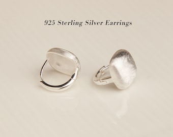 Sterling Silver Huggies Satin Finished, Brushed Silver Chunky Square Huggie Earrings, Small Minimalist Earrings, Silver Square Huggie Hoops