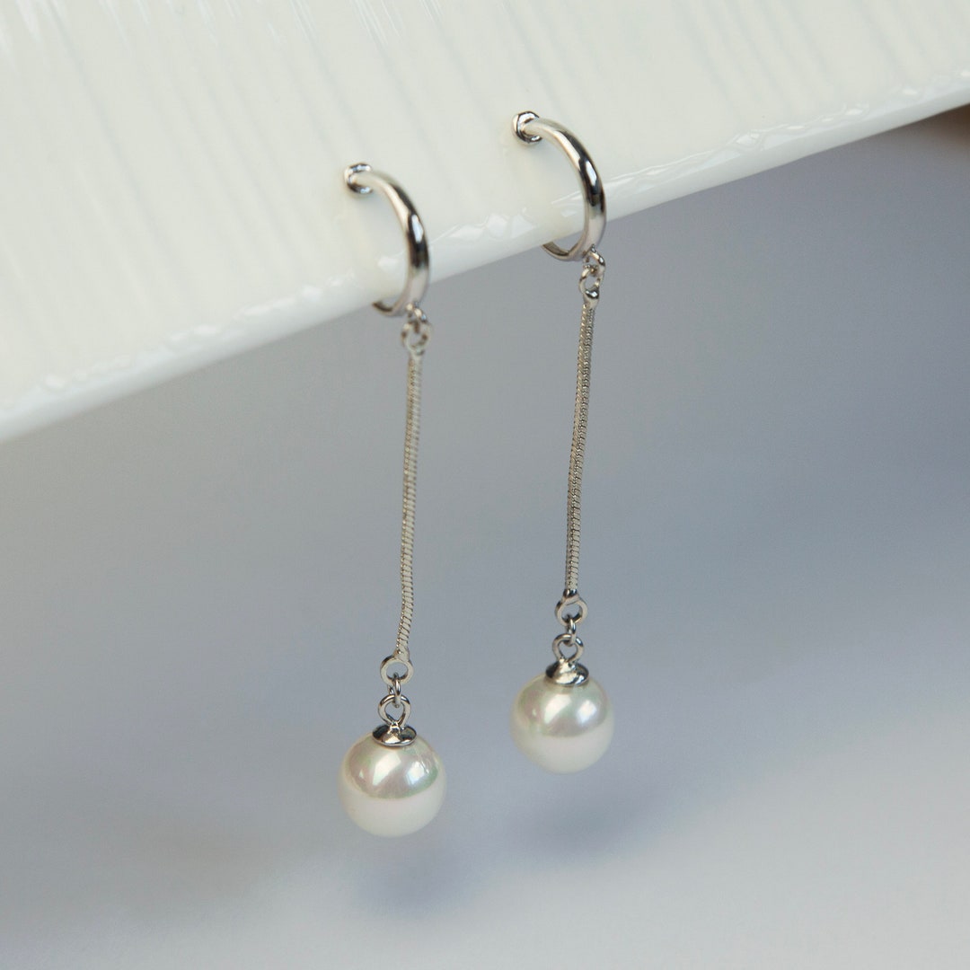 Pearl Dangle & Drop Clip on Earrings, White Pearl Earrings, Drop Pearl ...