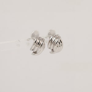 Clip On Metal Knot Stud Earrings, Chunky Modern Minimalist Earrings, Medium Clip On Stud, Non Pierced Earrings, Silver or Gold Ear Clips image 6